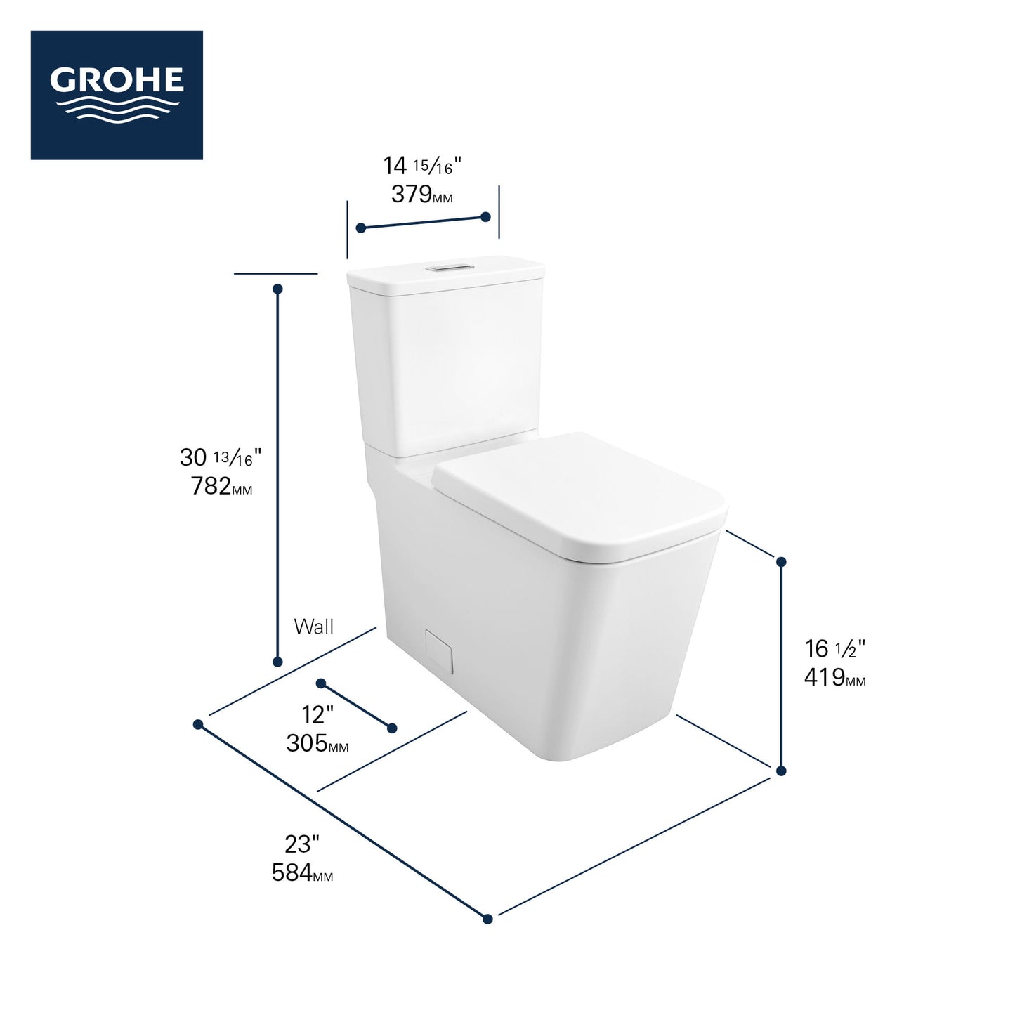 Grohe Eurocube Two-piece Dual Flush Right Height Elongated Toilet With Seat