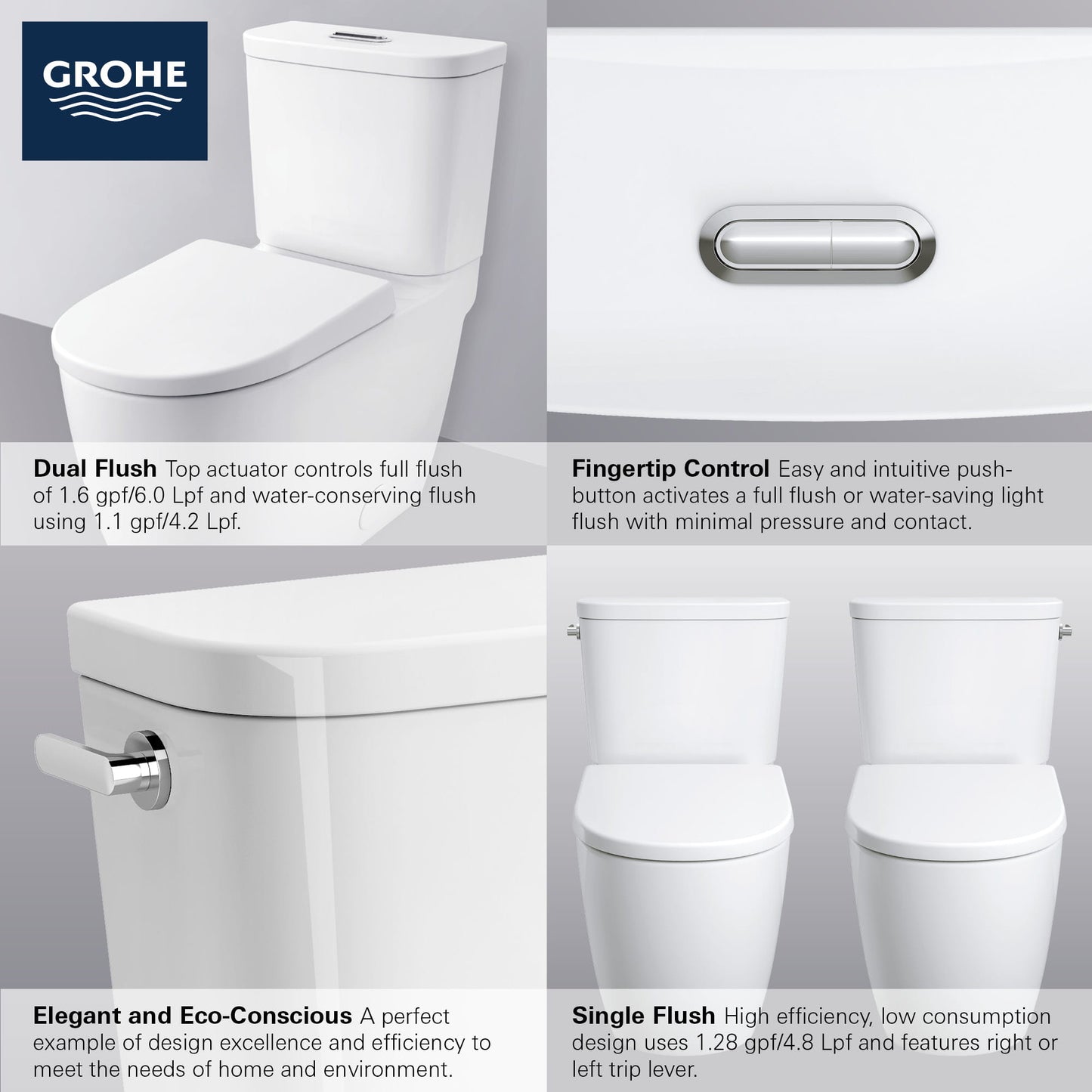 Grohe Essence Two-piece Right Height Elongated Toilet With Seat, Right-hand Trip Lever