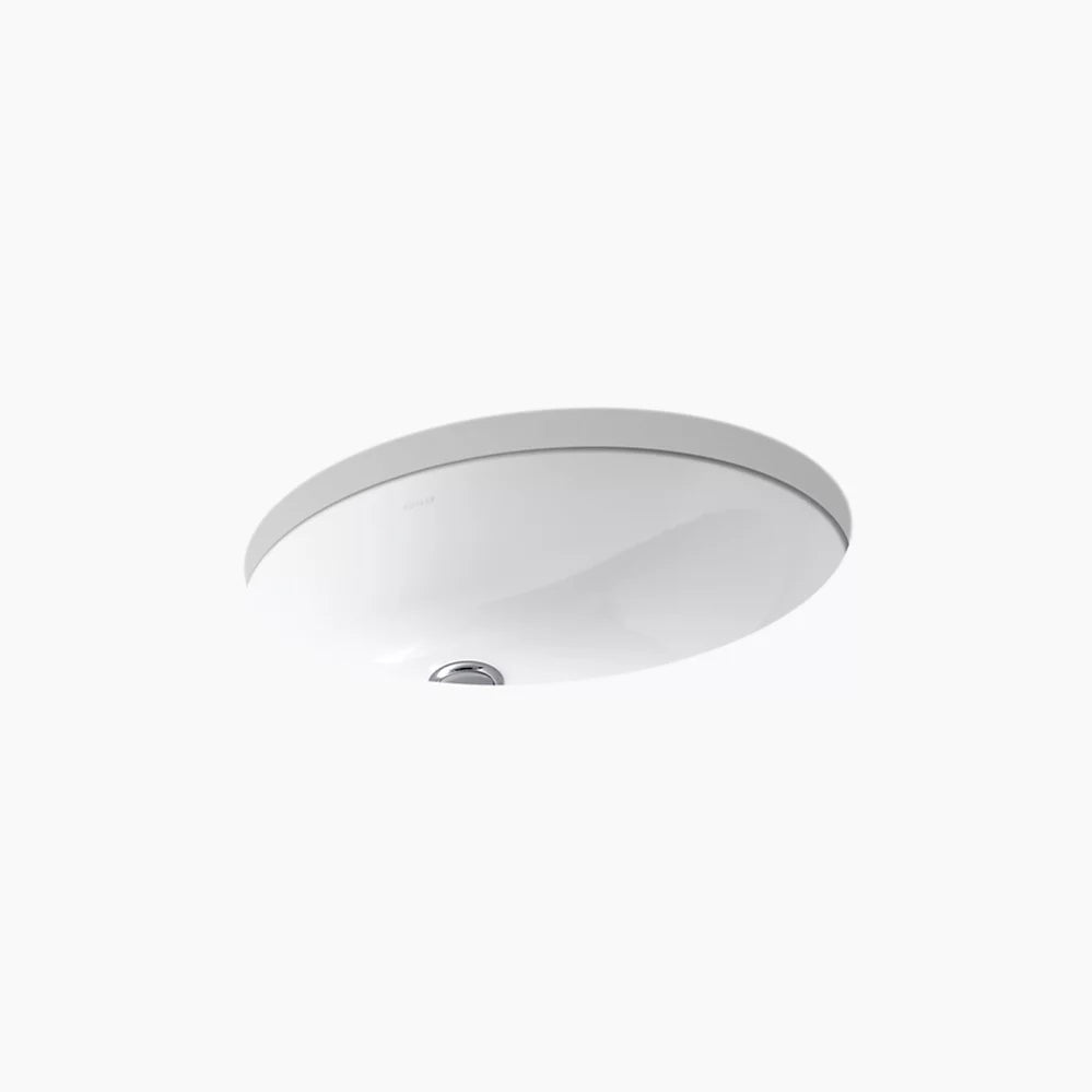 Kohler 19-1/4" Oval Undermount Bathroom Sink With Glazed Underside, No Overflow