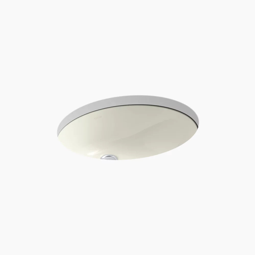 Kohler 19-1/4" Oval Undermount Bathroom Sink With Glazed Underside, No Overflow