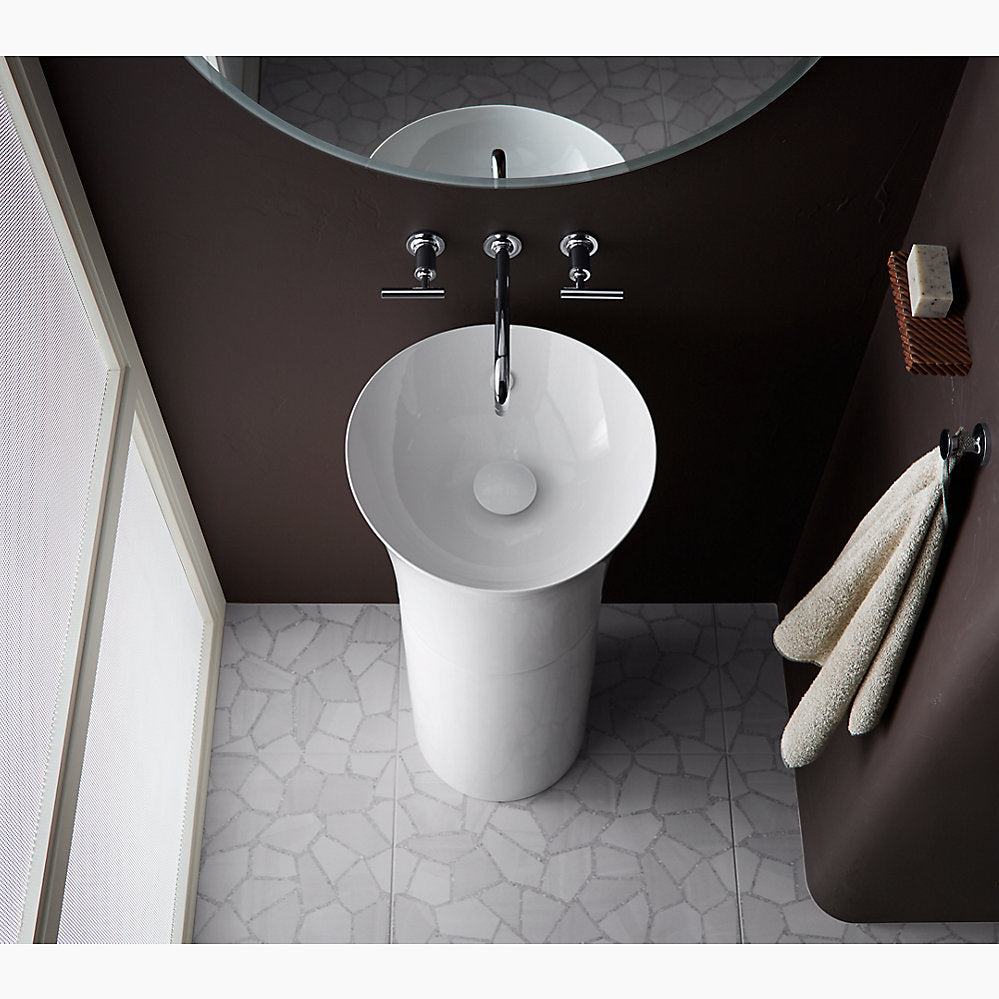 Kohler Veil 16" Round Pedestal Bathroom Sink With Overflow Drain