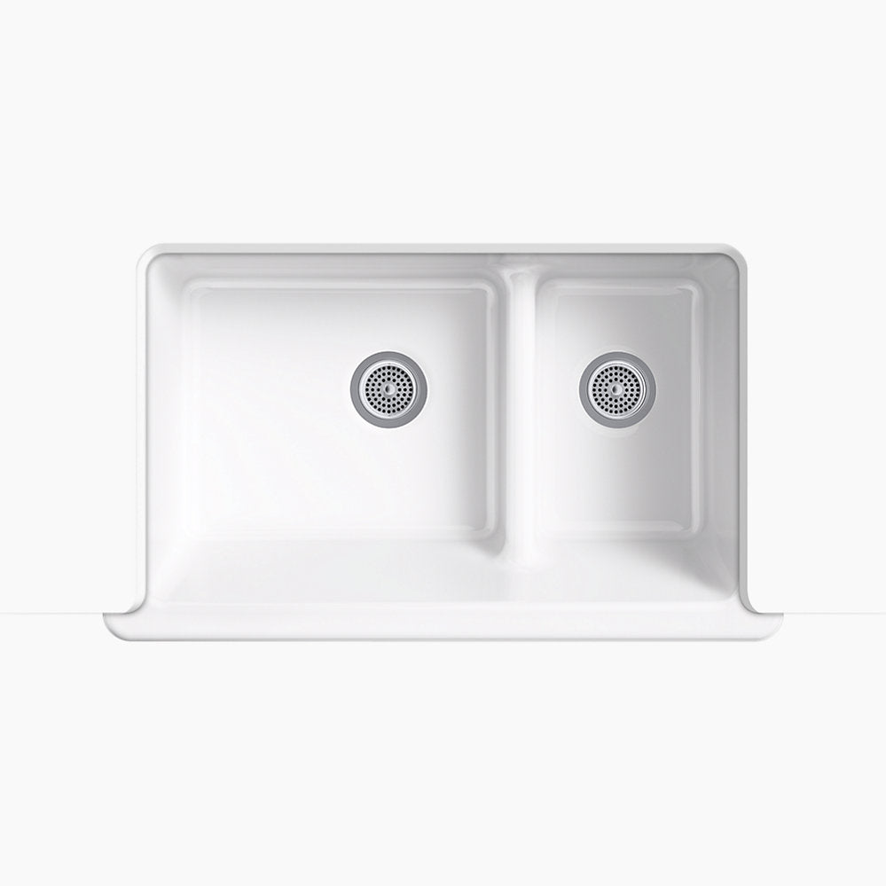 Kohler Whitehaven Smart Divide 35-1/2" Undermount Double-bowl Farmhouse Kitchen Sink With Short Apron