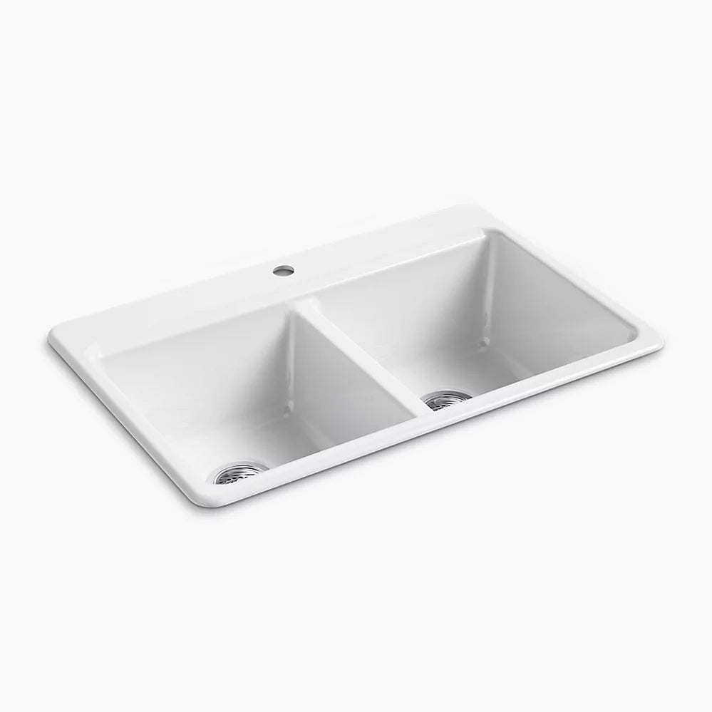 Kohler Riverby 33" Top-Mount Double-Bowl Workstation Kitchen Sink 1A2