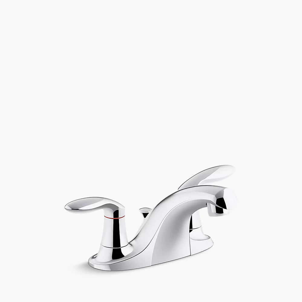 Kohler Coralais Two-handle Centerset Bathroom Sink Faucet With Plastic Pop-up Drain and Lift Rod