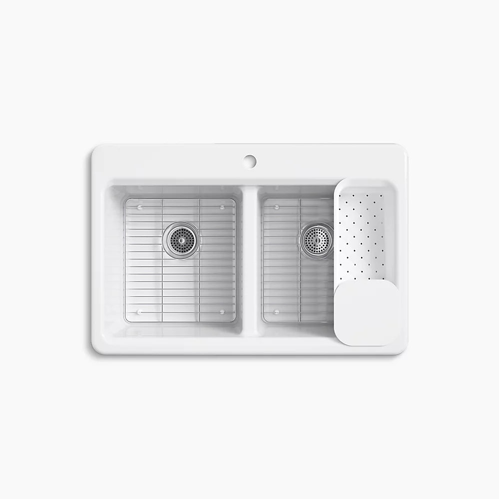 Kohler Riverby 33" Top-Mount Double-Bowl Workstation Kitchen Sink 1A2