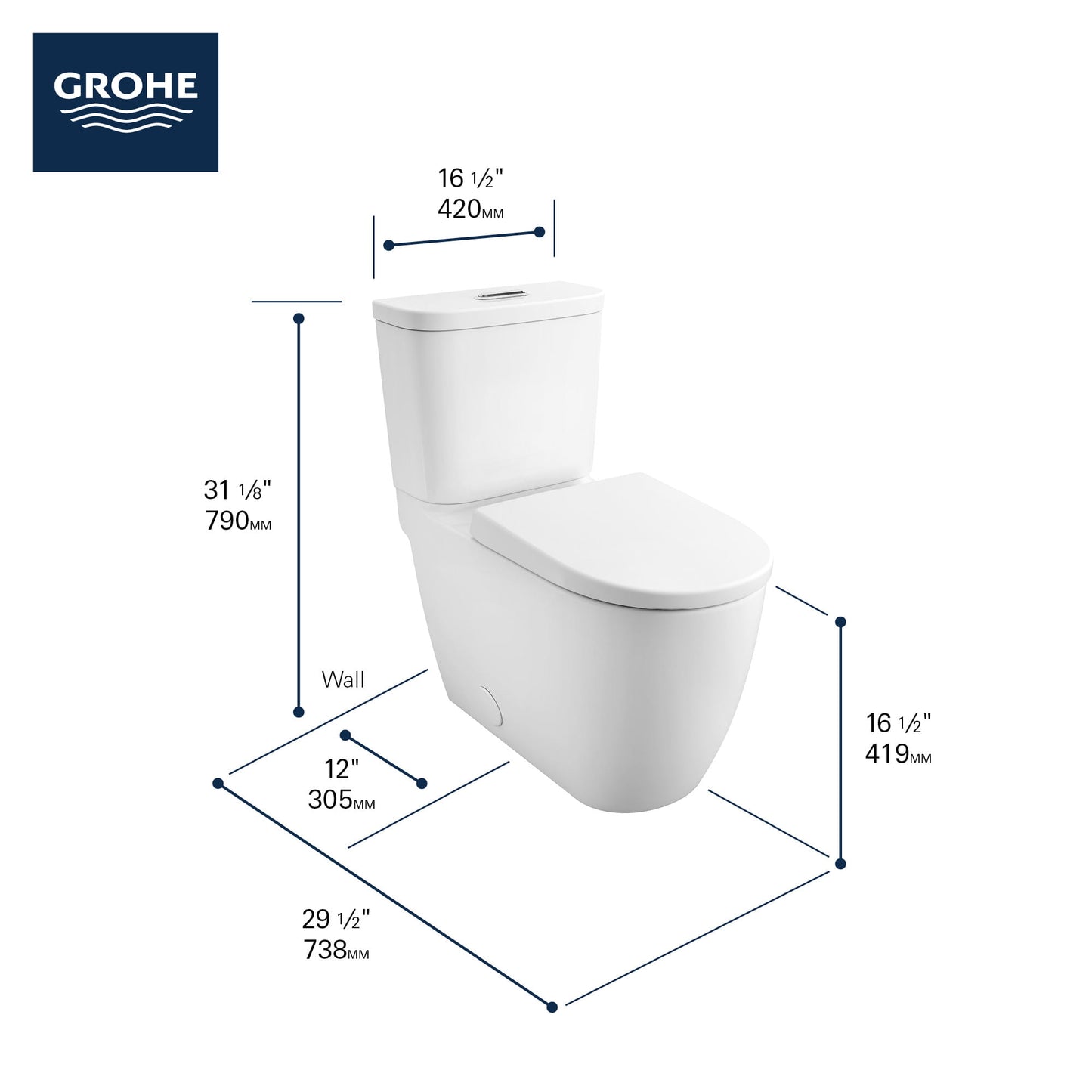 Grohe Essence Two-piece Dual Flush Right Height Elongated Toilet With Seat