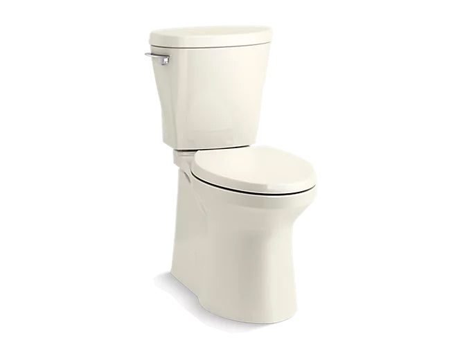 Kohler Betello Comfort Height two-piece elongated 1.28 gpf toilet skirted trapway, Revolution 360 swirl flushing technology and left-hand trip lever, seat not included