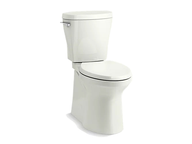 Kohler Betello Comfort Height two-piece elongated 1.28 gpf toilet skirted trapway, Revolution 360 swirl flushing technology and left-hand trip lever, seat not included