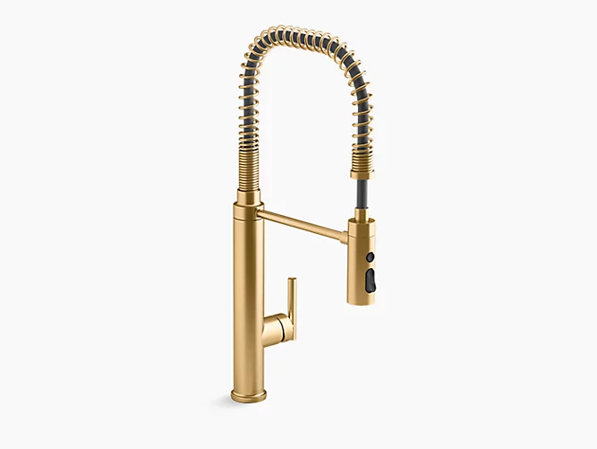 Kohler Purist 23" Single Handle Semi Professional Kitchen Faucet Vibrant Brushed Brass