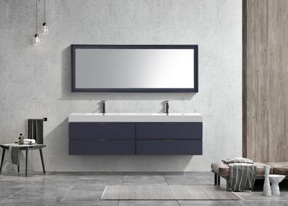 Kube Bath Bliss 72" Wall Mount / Wall Hung Modern Double Sink Bathroom Vanity With 4 Drawers Acrylic Countertop
