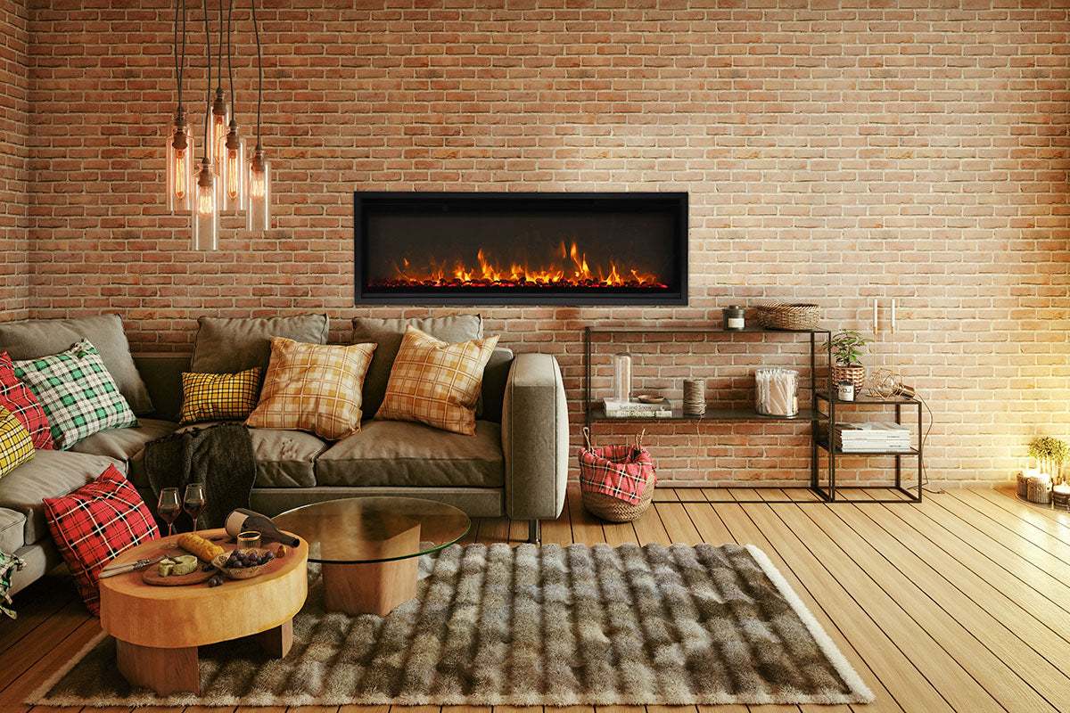 Remii Wm-slim-45 – 45″ Wide Extra Slim Wall Mount Electric Fireplace – With Black Steel Surround