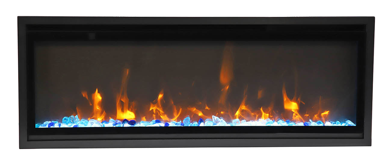 Remii Wm-slim-65 – 65″ Wide Extra Slim Wall Mount Electric Fireplace – With Black Steel Surround