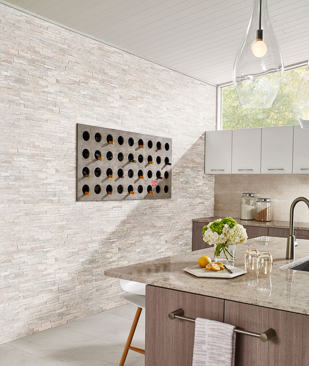 MSI Hardscaping Stacked Stone Panel Arctic White Mini Splitface 4.5" x 16"