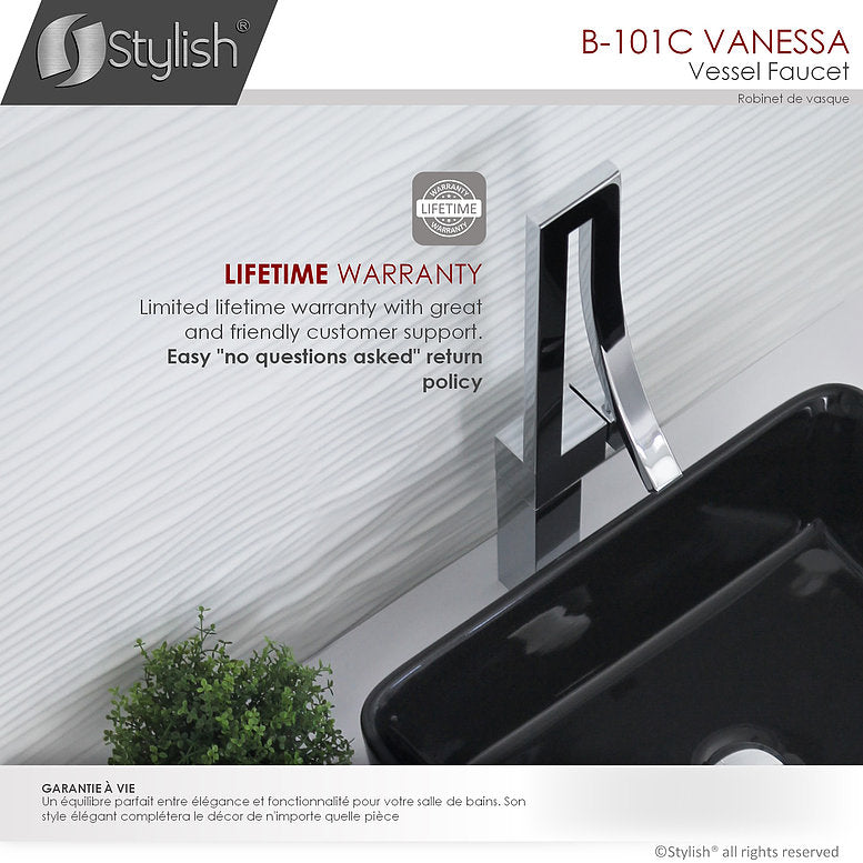 Stylish Vanessa Single Handle 17" Bathroom Faucet for Single Hole Brass Vessel Mixer Tap- Polished Chrome B-101C