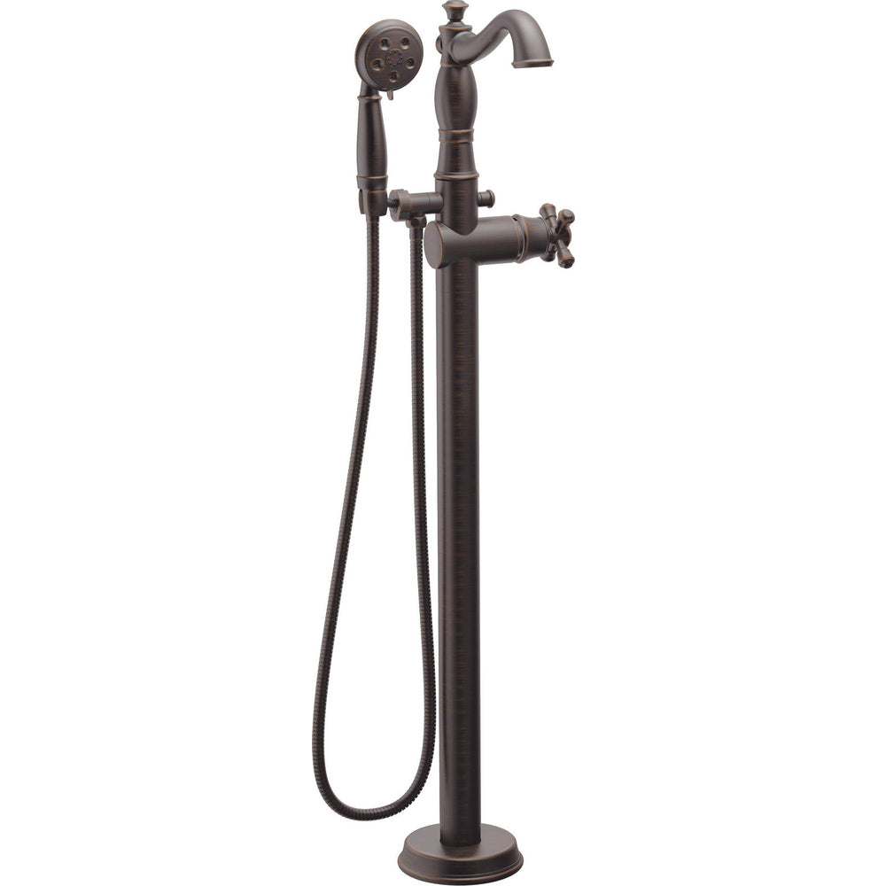Delta CASSIDY Single Handle Floor Mount Tub Filler Trim with Hand Shower -Venetian Bronze (Valve Sold Separately)
