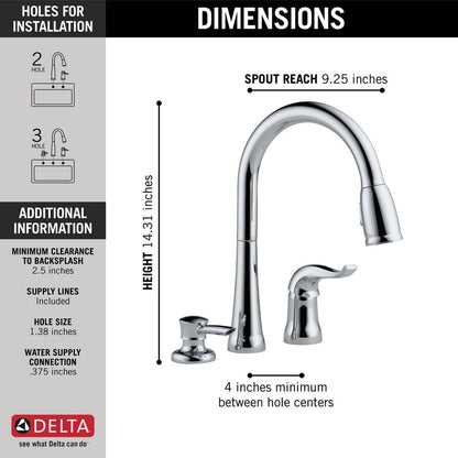 Delta Kate Single Handle Pull-down Kitchen Faucet With Soap Dispenser