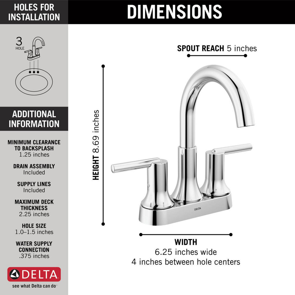 Delta Trinsic Two Handle Centre Set Faucet