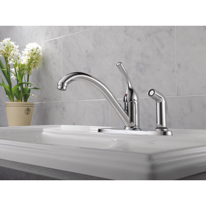 Delta Classic Single Handle Kitchen Faucet With Integral Spray
