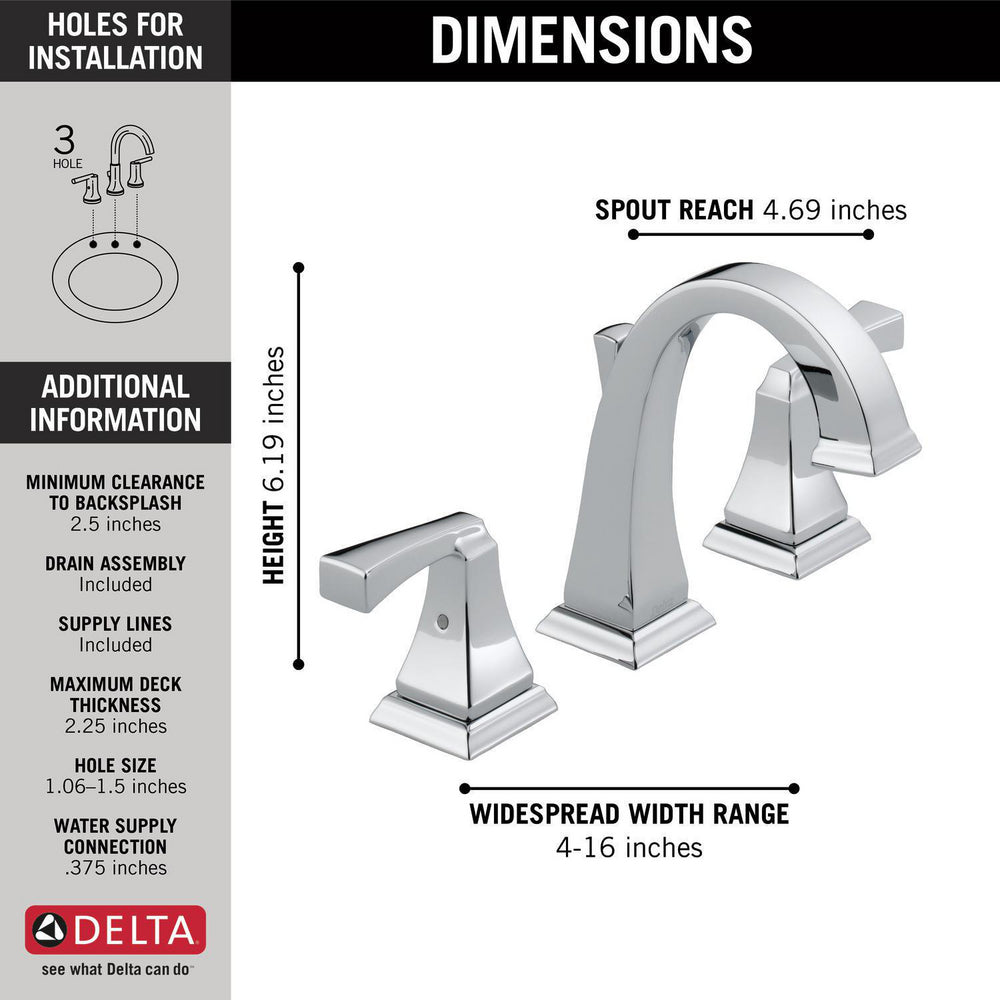 Delta Dryden Two Handle Widespread Bathroom Faucet