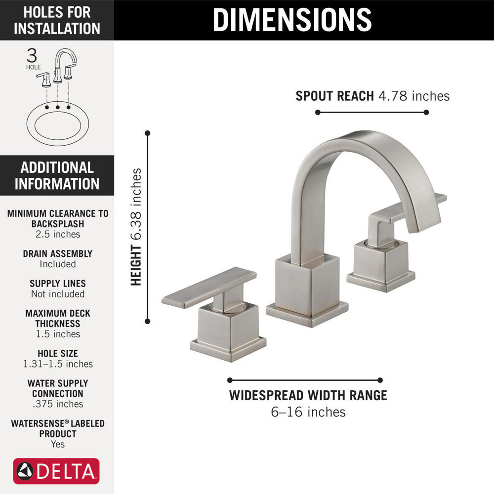 Delta Vero Two Handle Widespread Lavatory Faucet