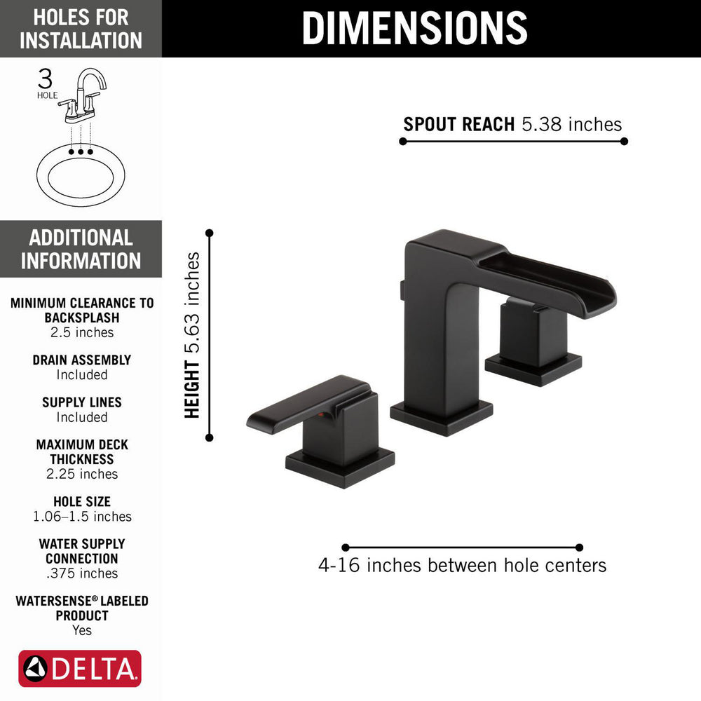 Delta Ara Two Handle Widespread Lavatory Faucet With Channel Spout