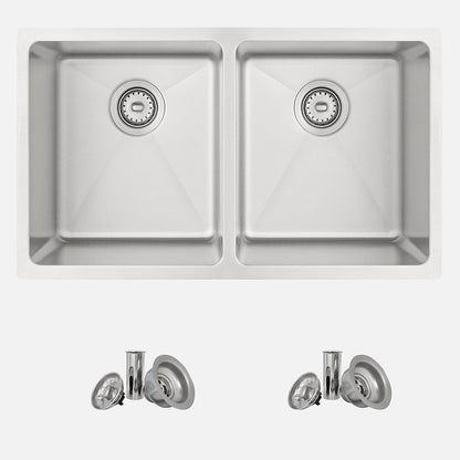 Stylish 31"  Double Bowl Undermount Stainless Steel Kitchen Sink S-401