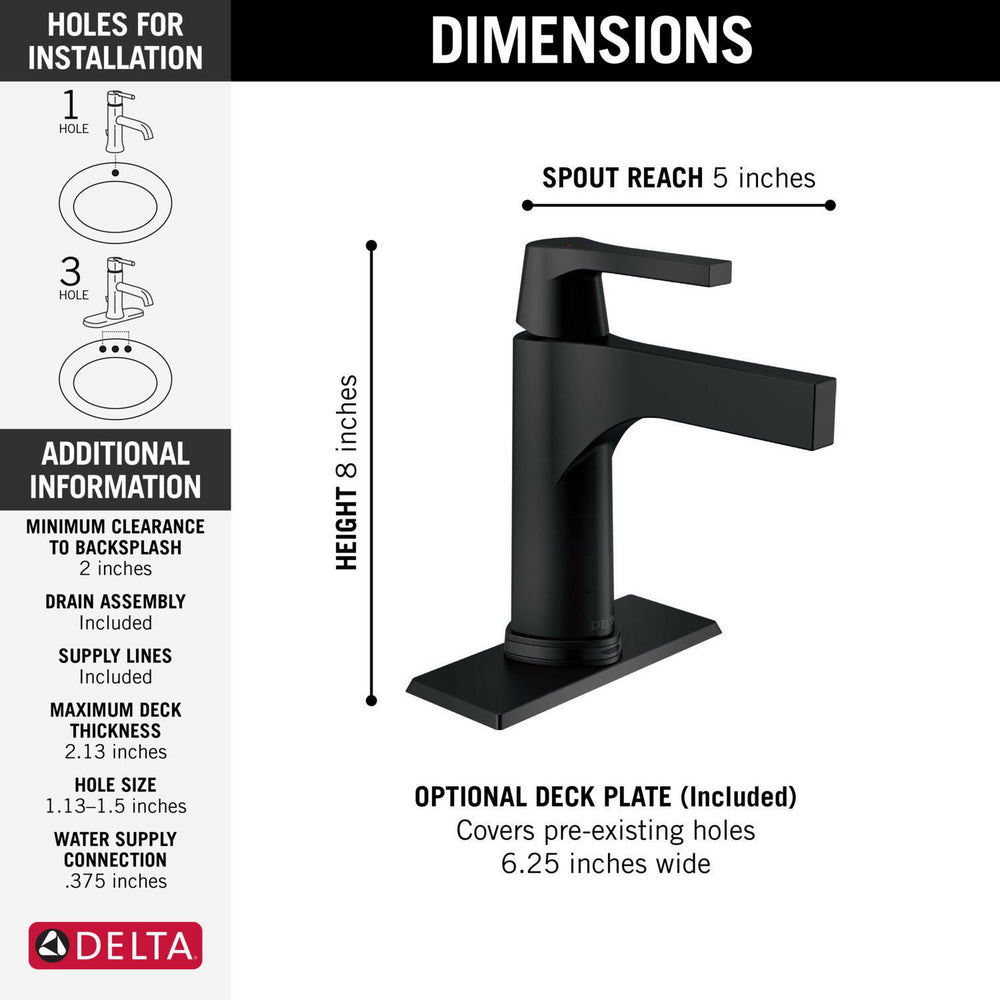 Delta Zura Single Handle Centerset Lavatory Faucet With Touch2O.xt Technology