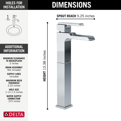 Delta ARA Single Handle Single Hole Lavatory Faucet With Riser and Channel Spout