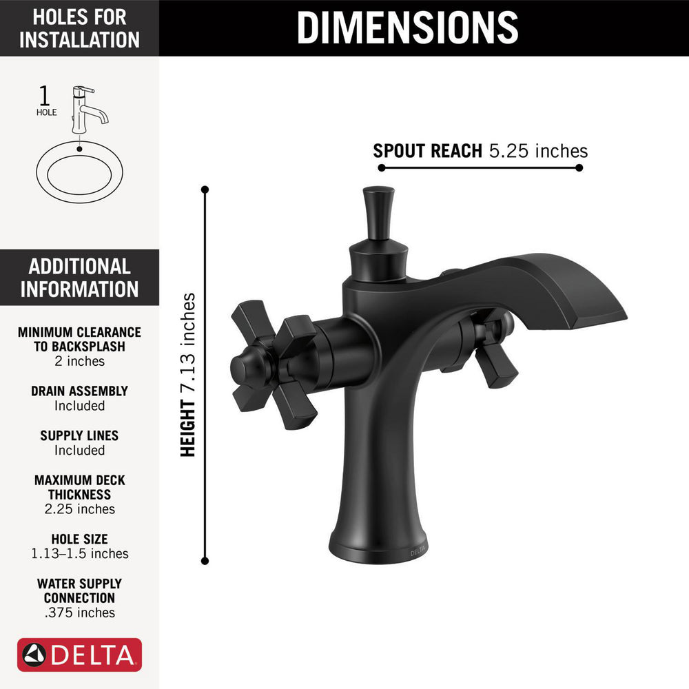 Delta Dorval Two Handle Single Hole Monoblock Bathroom Faucet