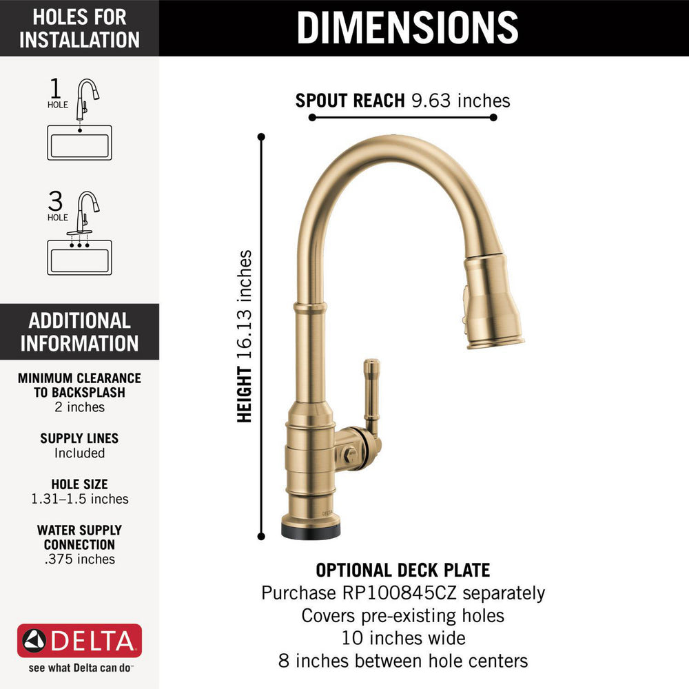 Delta Broderick Touch2O Pull-down Kichen Faucet 1L Withshieldspray