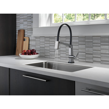 Delta Pivotal Single Handle Exposed Hose Kitchen Faucet With Touch2O Technology