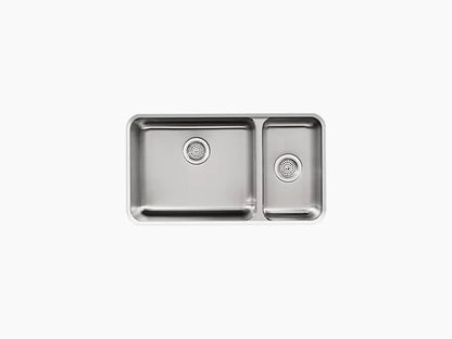 Kohler Undertone 31-1/2" X 18" X 9-3/4" Undermount High/low Double-bowl Kitchen Sink