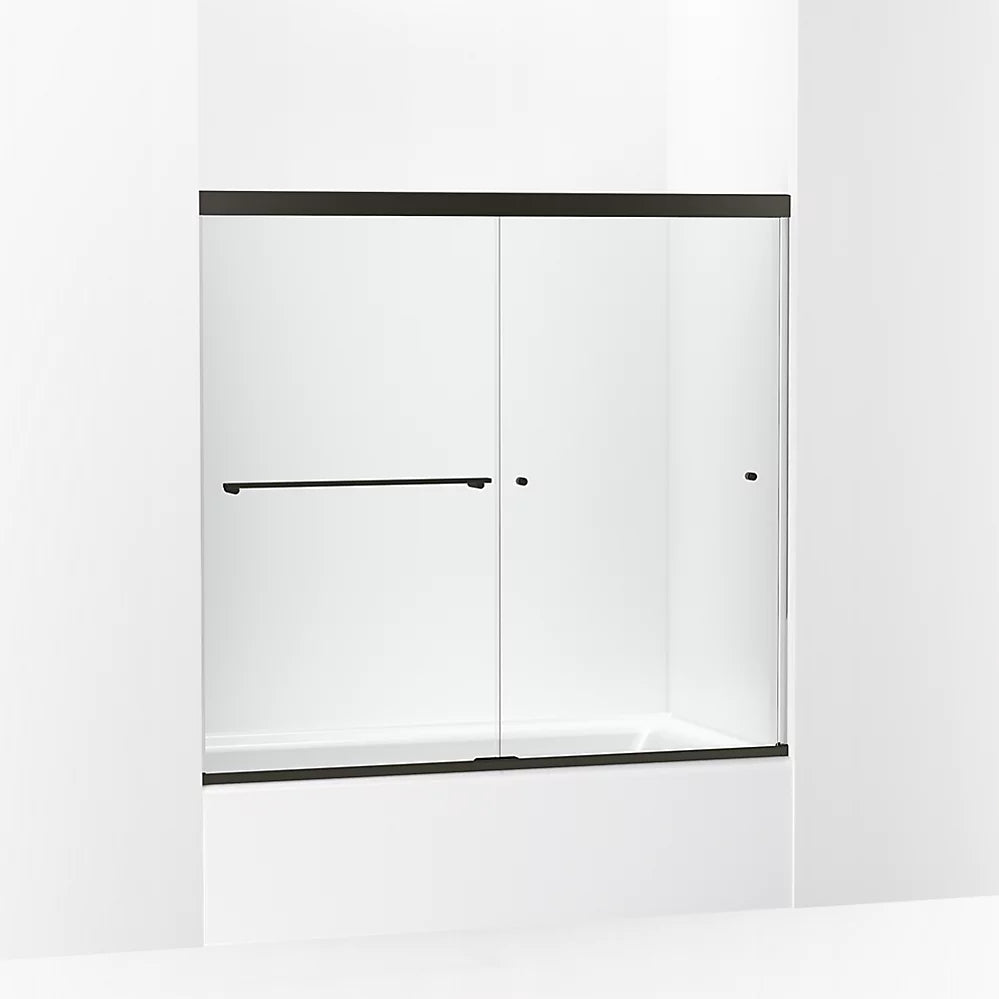 Kohler  Revel Sliding Bath Door, 55-1/2" H X 56-5/8 - 59-5/8" W, With 5/16" Thick Crystal Clear Glass