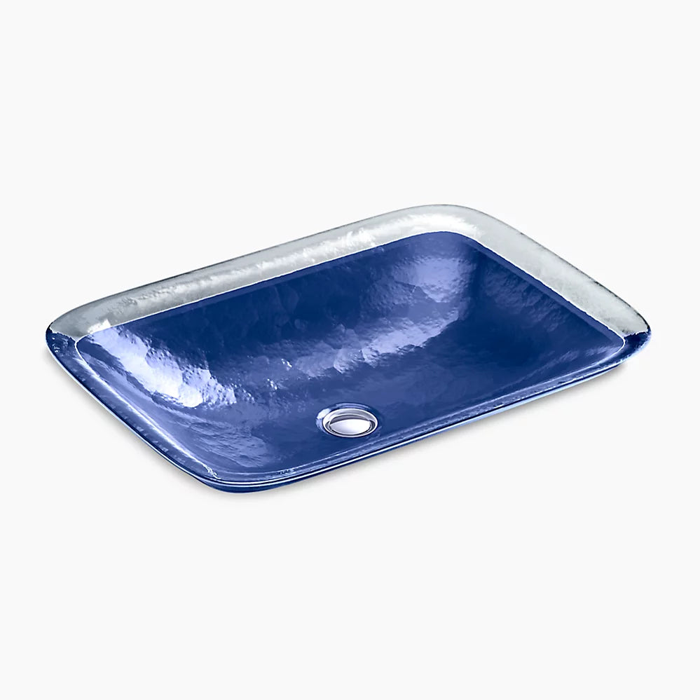 Kohler Inia 20-3/4" Round Drop-in Bathroom Sink Without Overflow - Opaque Sapphire
