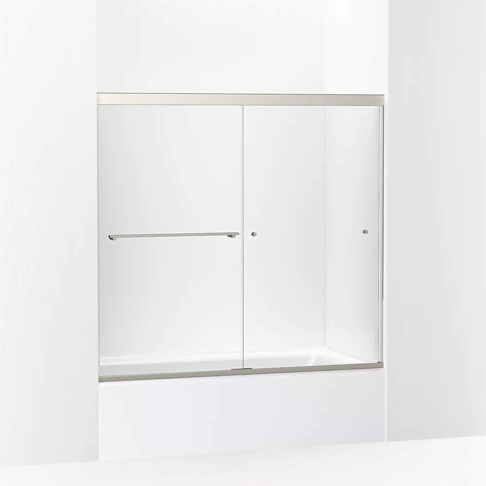 Kohler  Revel Sliding Bath Door, 55-1/2" H X 56-5/8 - 59-5/8" W, With 5/16" Thick Crystal Clear Glass
