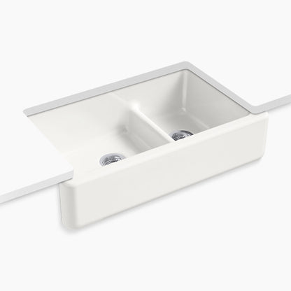 Kohler Whitehaven Smart Divide 35-3/4" Undermount Double-bowl Farmhouse Kitchen Sink