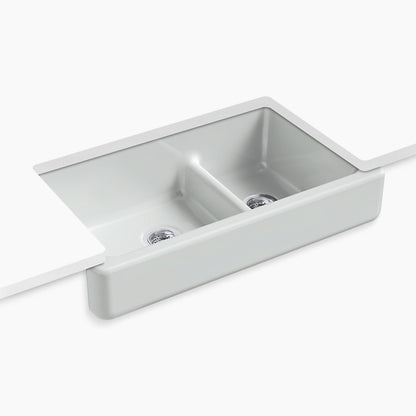 Kohler Whitehaven Smart Divide 35-1/2" Undermount Double-bowl Farmhouse Kitchen Sink With Short Apron