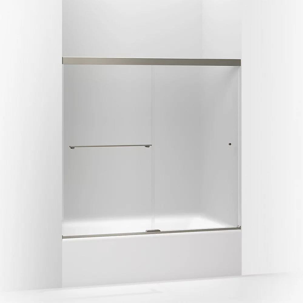 Kohler Revel Sliding Bath Door, 55-1/2" H X 56-5/8 - 59-5/8" W, With 1/4" Thick Frosted Glass
