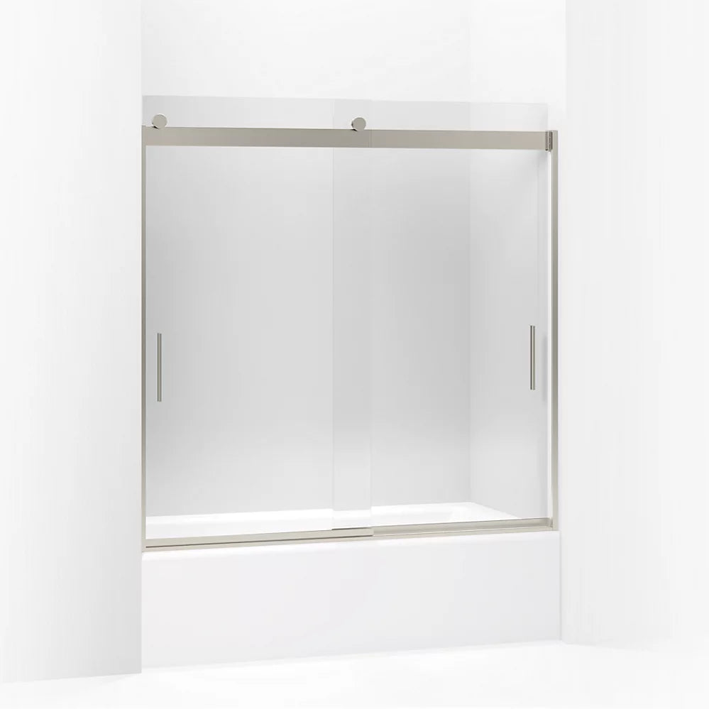 Kohler Levity Sliding Bath Door, 59-3/4" H X 56-5/8 - 59-5/8" W, With 1/4" Thick Crystal Clear Glass