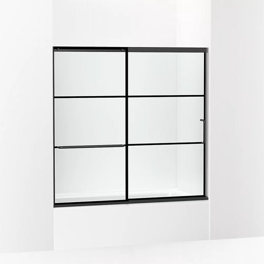 Kohler Elate Sliding Bath Door With Thick Crystal Glass With Rectangular Grille Pattern