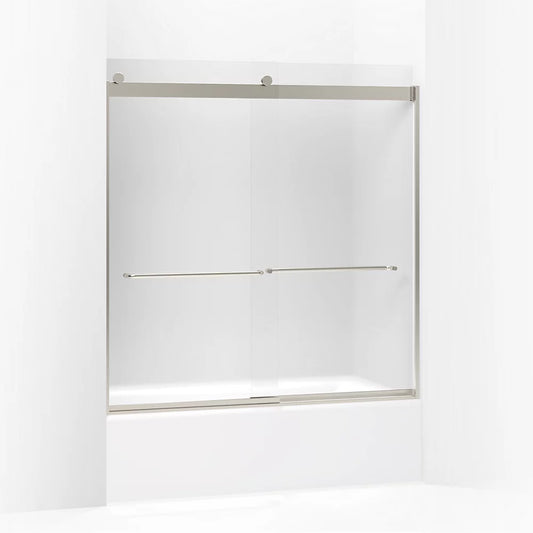 Kohler Levity Levity Sliding Bath Door, 62" H X 56-5/8 - 59-5/8" W, With 1/4" Thick Frosted Glass