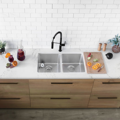 Stylish 31"  Double Bowl Undermount Stainless Steel Kitchen Sink S-401