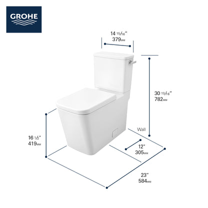 Grohe Eurocube Two-piece Right Height Elongated Toilet With Seat, Right-hand Trip Lever