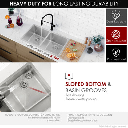Stylish 31"  Double Bowl Undermount Stainless Steel Kitchen Sink S-401