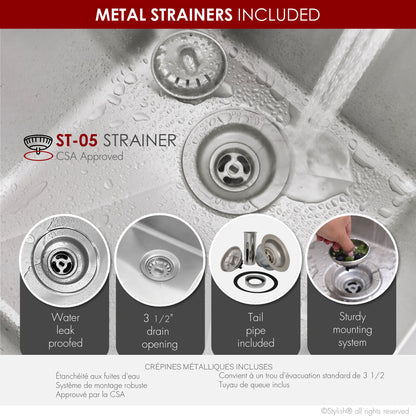 Stylish 31"  Double Bowl Undermount Stainless Steel Kitchen Sink S-401