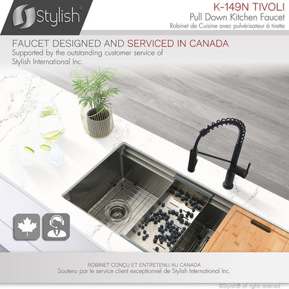 Stylish Single Handle Pull Down Kitchen Faucet - Matte Black Finish by Stylish K-149N