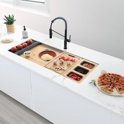 Stylish Single Handle Pull Down Kitchen Faucet - Matte Black Finish by Stylish K-149N