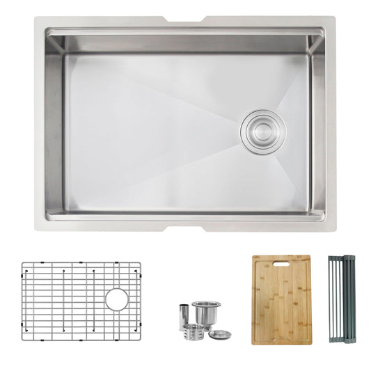 Stylish Versa27 27" x 19" Workstation Single Bowl Undermount 16 Gauge Stainless Steel Kitchen Sink with Built in Accessories S-627W