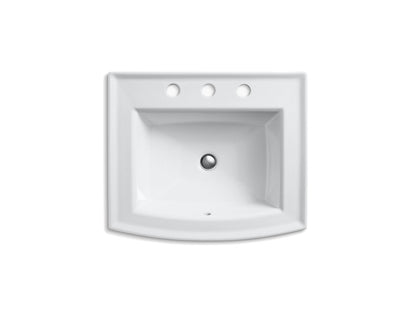 Kohler Archer 22-5/8" x 19-7/16" Drop In Bathroom Sink With 8" Widespread Faucet Holes- White