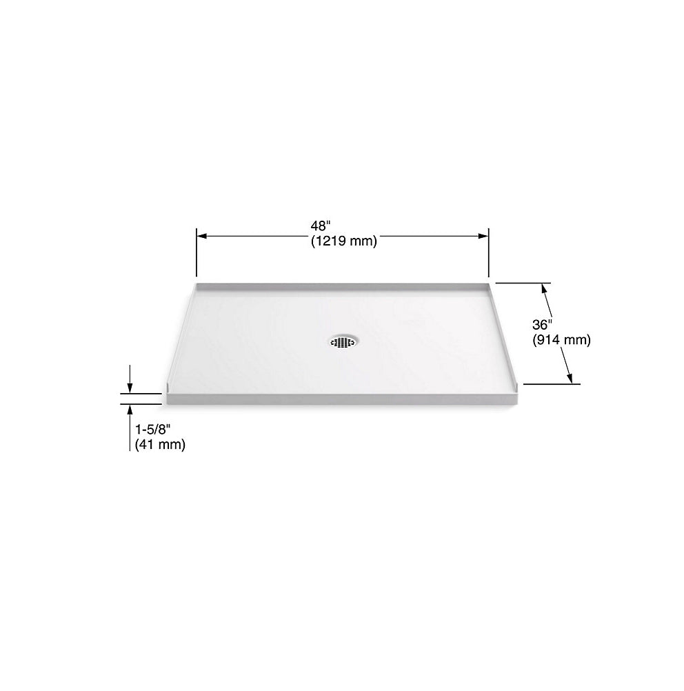 Kohler Ballast 48" x 36" Shower Base with Center Drain- White